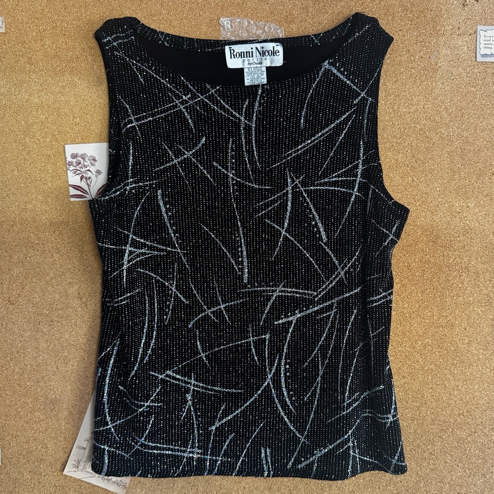 Ronni Nicole Black and White Patterned Tank Top